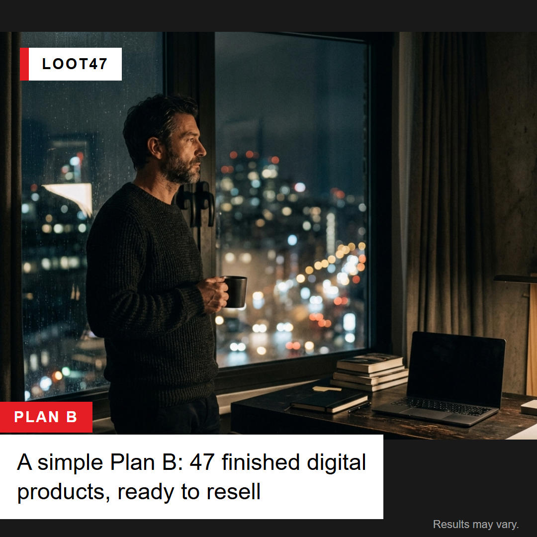 Nobody Is Coming — "A simple Plan B: 47 finished digital products, ready to resell"